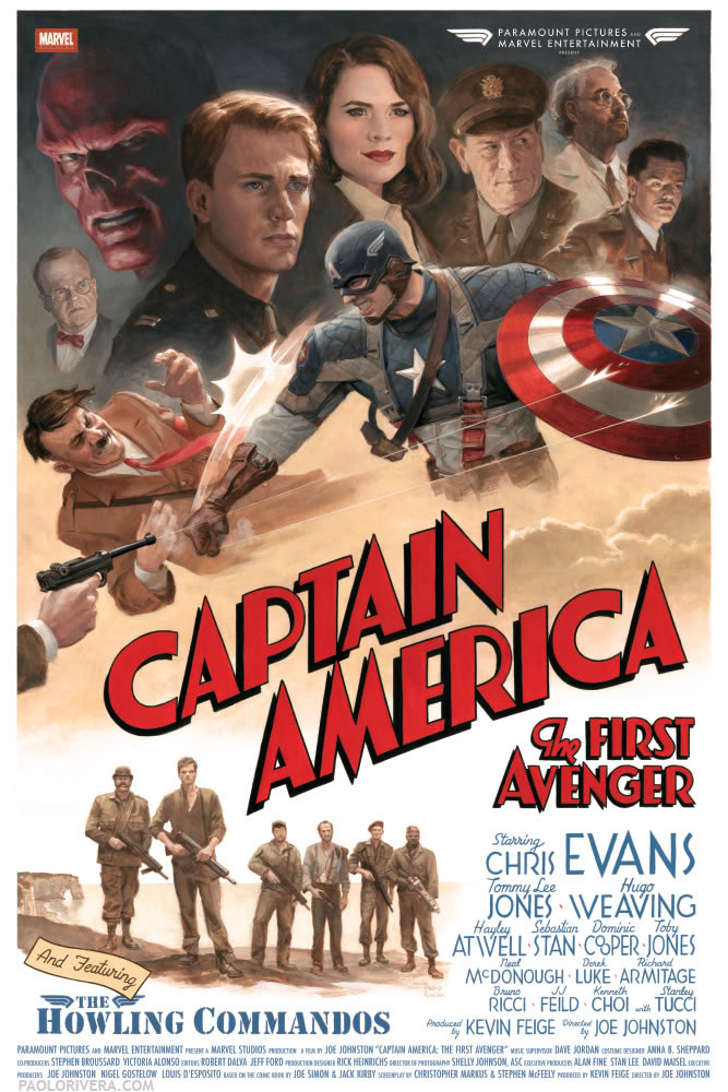 Captain America: The First Avenger vingage-style movie poster by Paolo Rivera
