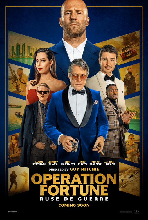 Poster for Jason Statham's film Operation Fortune, featuring Hugh Grant